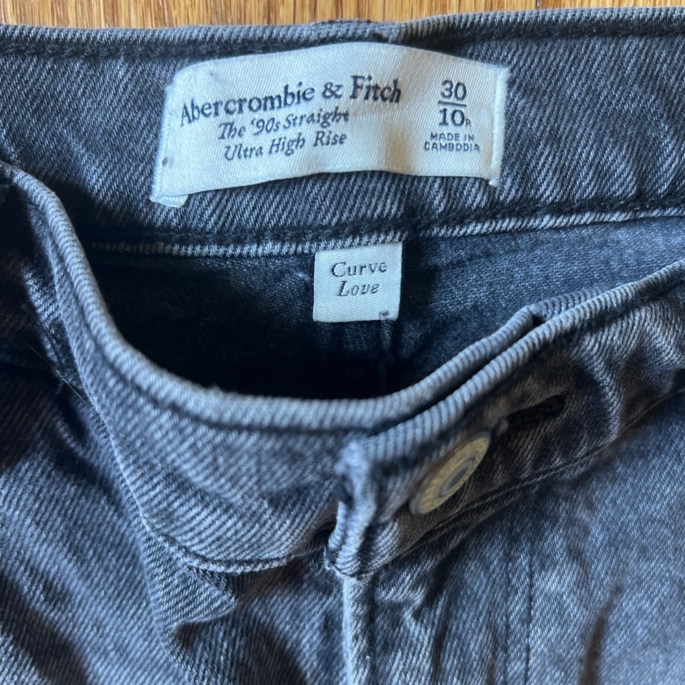 Abercrombie 90s Straight side slit Jeans in black curve love - Picture 2 of 6